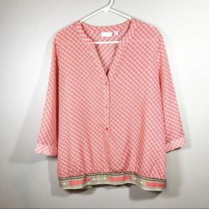 New York & Company coral 3/4 sleeve blouse